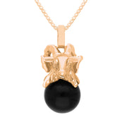 9ct Rose Gold Whitby Jet Zodiac Aries 10mm Bead Pendant