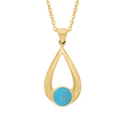 9ct Yellow Gold Turquoise Teardrop Necklace. P086