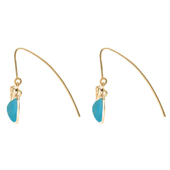9ct Yellow Gold Turquoise Bee Small Hook Earrings
