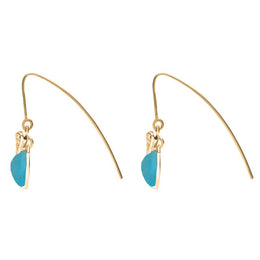 9ct Yellow Gold Turquoise Bee Small Hook Earrings