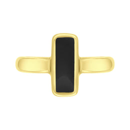 9ct Yellow Gold Whitby Jet Slim Oblong Ring. R405.