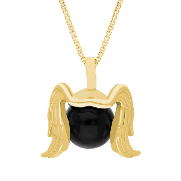 9ct Yellow Gold Whitby Jet Zodiac Virgo 10mm Bead Pendant, P3628.