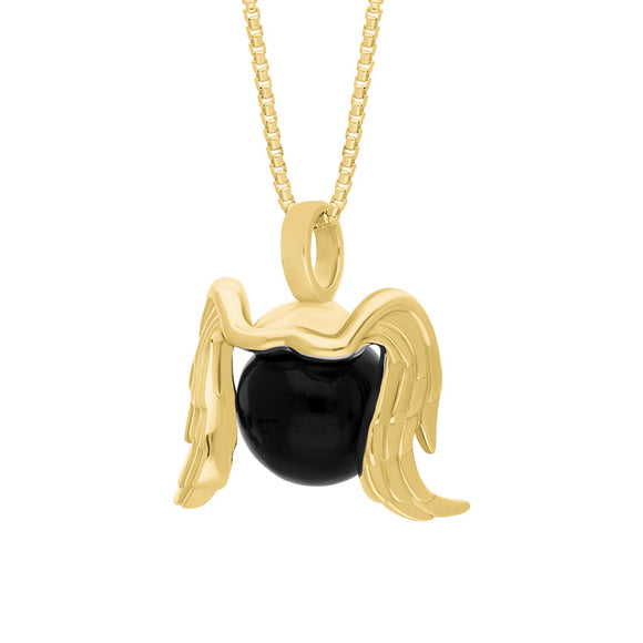 9ct Yellow Gold Whitby Jet Zodiac Virgo 10mm Bead Pendant, P3628.