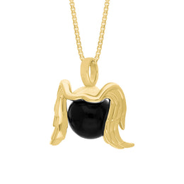 9ct Yellow Gold Whitby Jet Zodiac Virgo 10mm Bead Pendant, P3628.