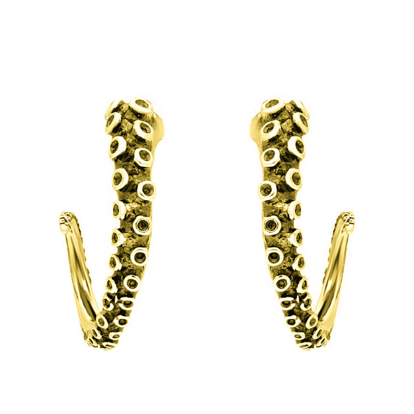 9ct Yellow Gold Tentacle Hoop Earrings, P3409