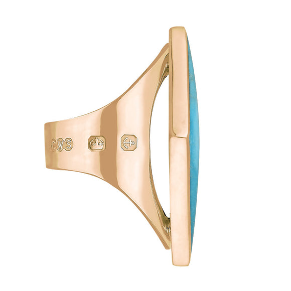 9ct Rose Gold Turquoise Hallmark Medium Rhombus Ring