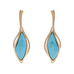 9ct Rose Gold Turquoise Open Marquise Drop Earrings, E2437