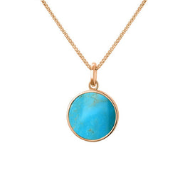 9ct Rose Gold Turquoise Zodiac Aquarius Round Necklace, P3598._2
