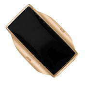 9ct Rose Gold Whitby Jet Hallmark Large Oblong Ring, R064_FH.
