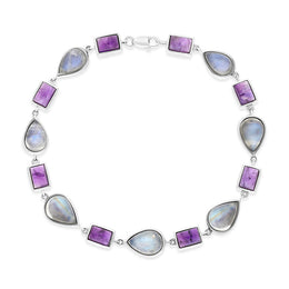 9ct White Gold Amethyst Moonstone Bracelet D