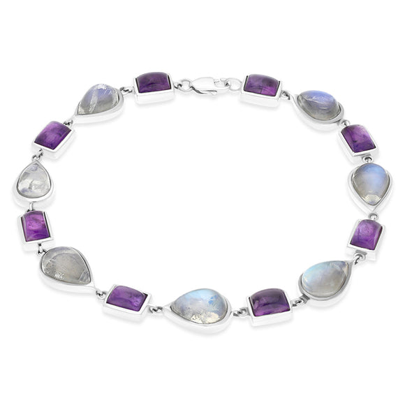 9ct White Gold Amethyst Moonstone Bracelet D BUNQ000003.