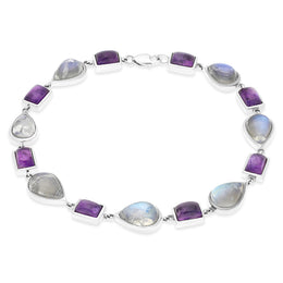9ct White Gold Amethyst Moonstone Bracelet D BUNQ000003.