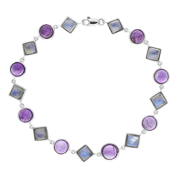 9ct White Gold Amethyst Moonstone Bracelet D BUNQ0000149. 