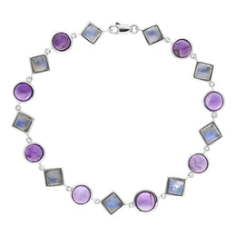 9ct White Gold Amethyst Moonstone Bracelet D BUNQ0000149. 