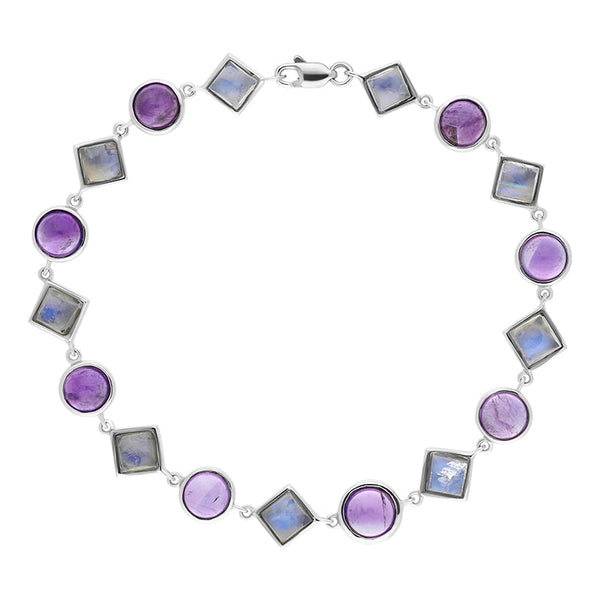 9ct White Gold Amethyst Moonstone Bracelet D