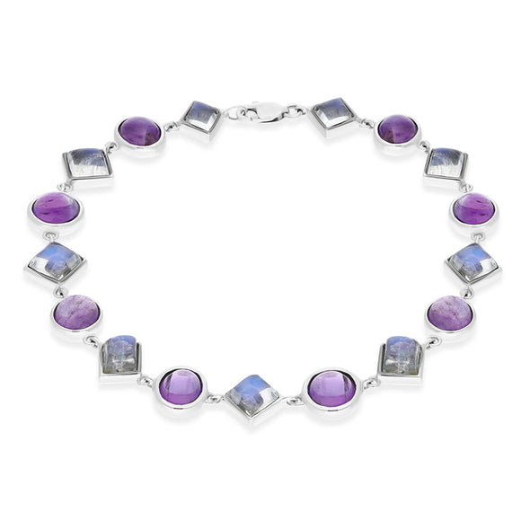 9ct White Gold Amethyst Moonstone Bracelet D