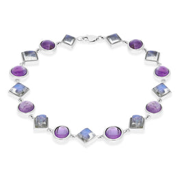 9ct White Gold Amethyst Moonstone Bracelet D