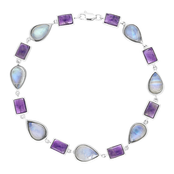 9ct White Gold Amethyst Moonstone Bracelet D BUNQ0000157