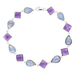 9ct White Gold Amethyst Moonstone Bracelet D BUNQ0000159.