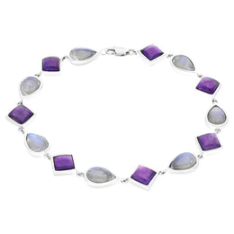 9ct White Gold Amethyst Moonstone Bracelet D