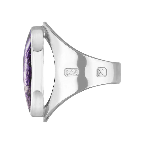 9ct White Gold Blue John Hallmark Medium Oval Ring