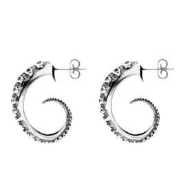9ct White Gold Tentacle Hoop Earrings