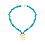 9ct White Gold Turquoise Citrine Beaded Necklace D