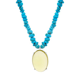 9ct White Gold Turquoise Citrine Beaded Necklace D NUNQ0000678.