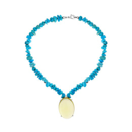 9ct White Gold Turquoise Citrine Beaded Necklace D