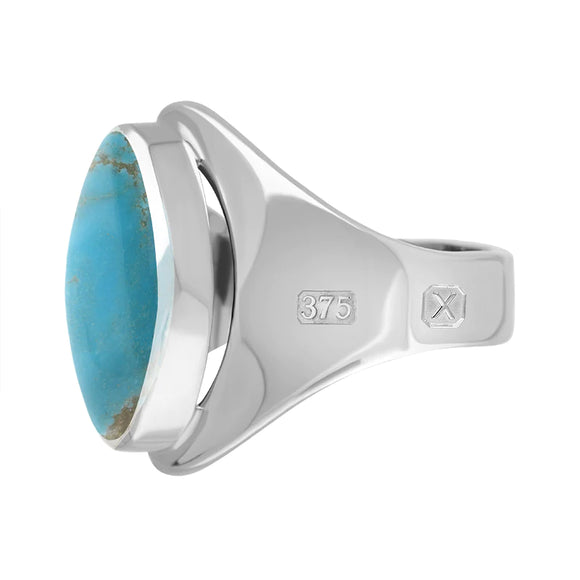 9ct White Gold Turquoise Hallmark Small Oval Ring