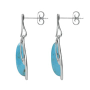 9ct White Gold Turquoise Open Marquise Drop Earrings, E2437_2
