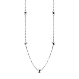 9ct White Gold Whitby Jet Cross Link Disc Chain Necklace, N748.