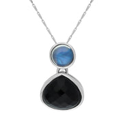 9ct White Gold Whitby Jet Moonstone Faceted Pear Necklace, PUNQ0000322.