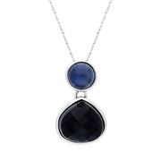 9ct White Gold Whitby Jet Moonstone Faceted Pear Necklace, PUNQ0000311.
