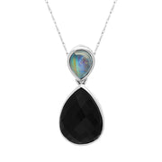 9ct White Gold Whitby Jet Moonstone Faceted Pear Necklace, PUNQ0000316.