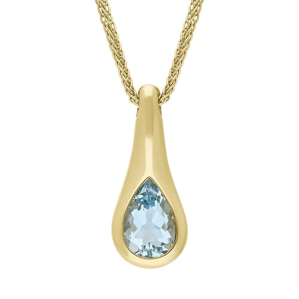 9ct Yellow Gold Aqua Marine Pendant Necklace D P487_AQCB.