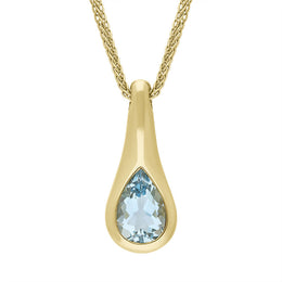 9ct Yellow Gold Aqua Marine Pendant Necklace D P487_AQCB.