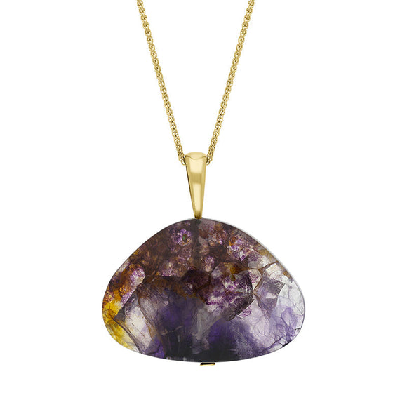 9ct Yellow Gold Blue John Pendant Necklace D PUNQ0001880.