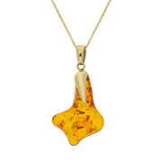 9ct Yellow Gold Amber Abstract Necklace D AMBNUGGPE.