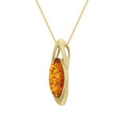 9ct Yellow Gold Amber Marquise Ellipse Necklace D