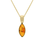 9ct Yellow Gold Amber Marquise Rivet Top Necklace P1446