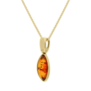 9ct Yellow Gold Amber Marquise Rivet Top Necklace D
