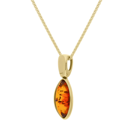 9ct Yellow Gold Amber Marquise Rivet Top Necklace D