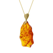 9ct Yellow Gold Amber Organic Polished Necklace D