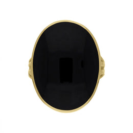 9ct Yellow Gold and Whitby Jet Oval Plain Edge Ring, R070_2.
