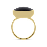 9ct Yellow Gold and Whitby Jet Oval Plain Edge Ring, R070_3.