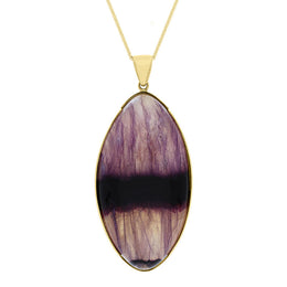 9ct Yellow Gold Blue John Long Marquise Unique Necklace, PUNQ0002446