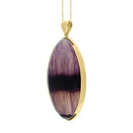 9ct Yellow Gold Blue John Long Marquise Unique Necklace D