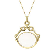 9ct Yellow Gold Blue John White Mother Of Pearl Double Sided Swivel Fob Necklace, P209_2.
