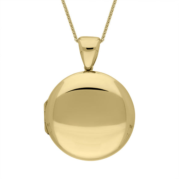 9ct Yellow Gold Round Locket Pendant Necklace D P229.